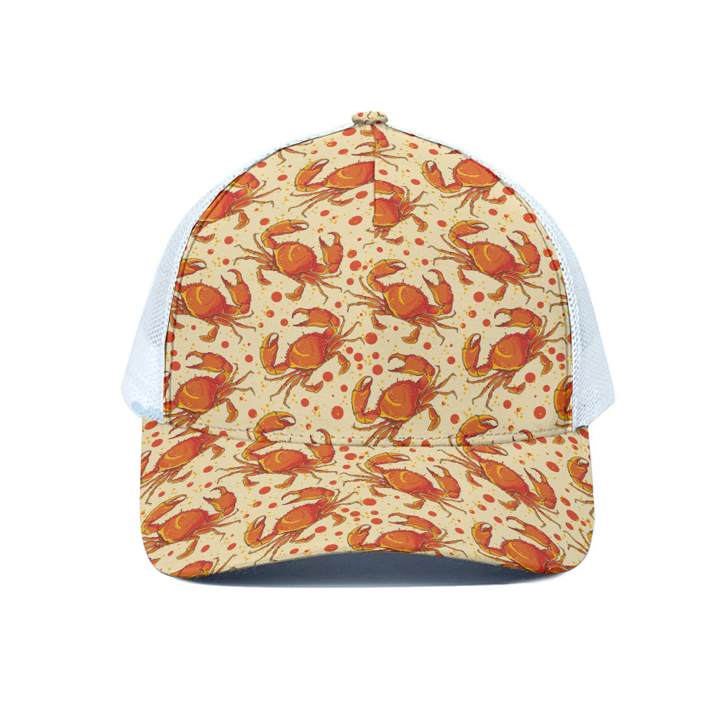 Orange Crab Pattern Print White Mesh Trucker Cap
