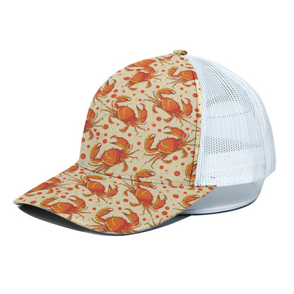 Orange Crab Pattern Print White Mesh Trucker Cap