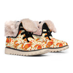 Orange Crab Pattern Print Winter Boots