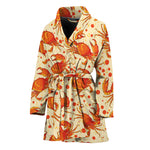 Orange Crab Pattern Print Women's Bathrobe