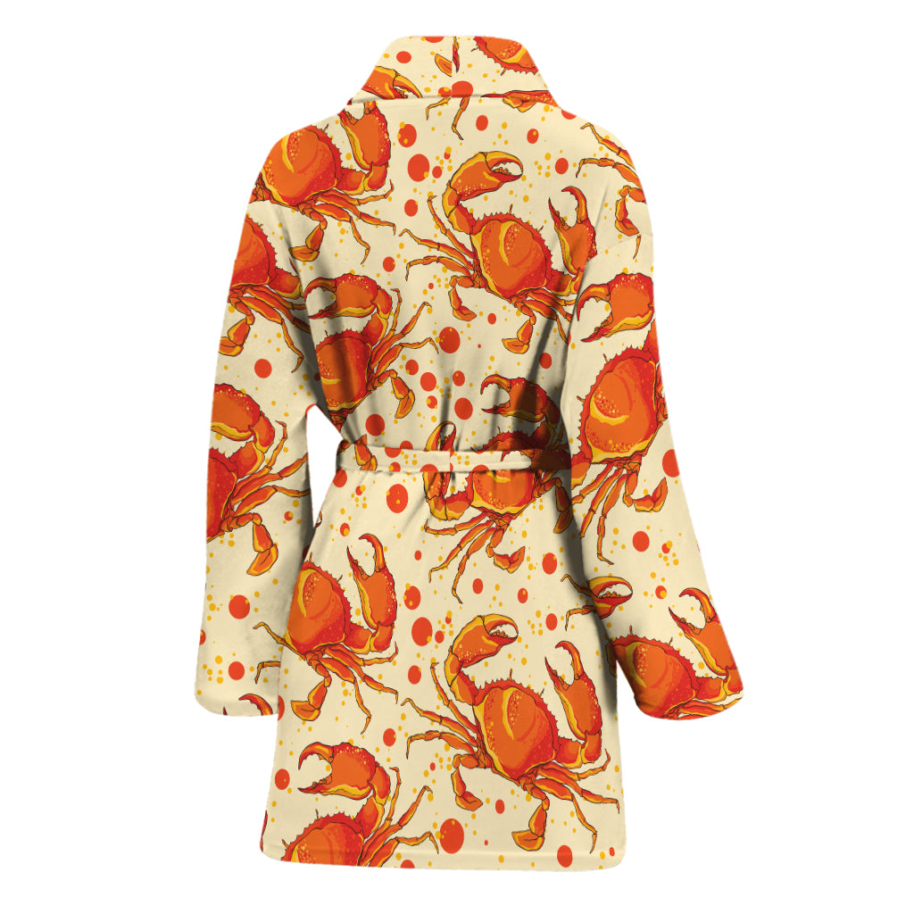 Orange Crab Pattern Print Women's Bathrobe