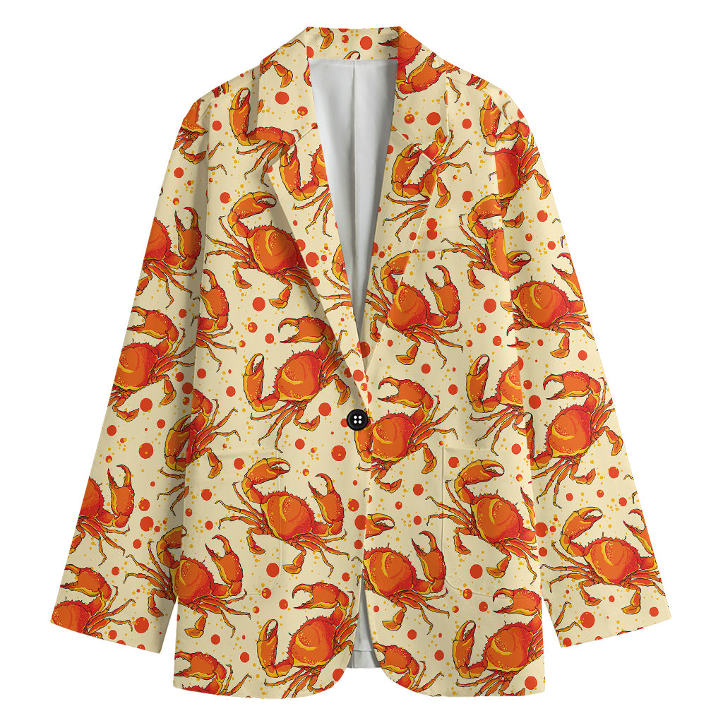 Orange Crab Pattern Print Women's Blazer