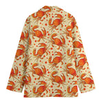Orange Crab Pattern Print Women's Blazer