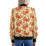 Orange Crab Pattern Print Women's Bomber Jacket