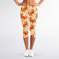 Orange Crab Pattern Print Women's Capri Leggings