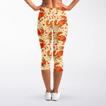 Orange Crab Pattern Print Women's Capri Leggings