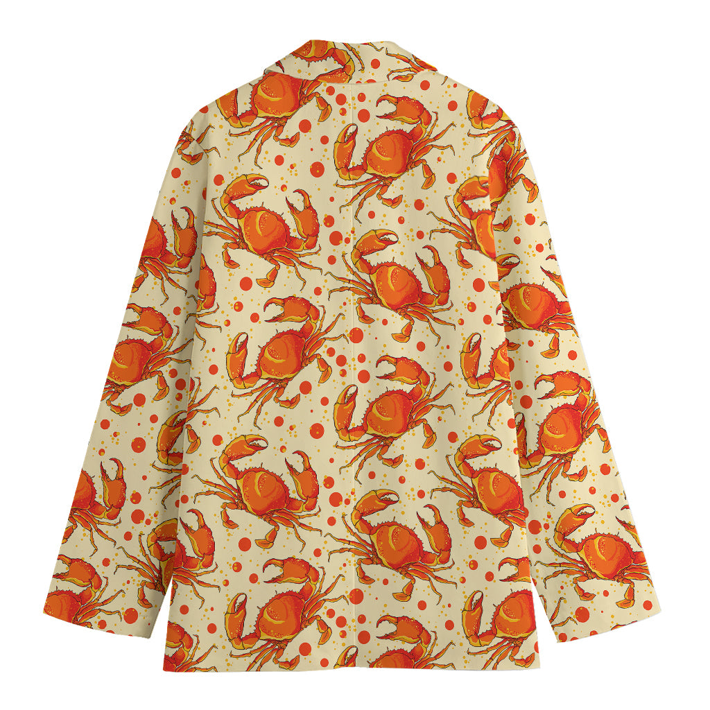 Orange Crab Pattern Print Women's Cotton Blazer