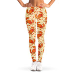 Orange Crab Pattern Print Women's Leggings