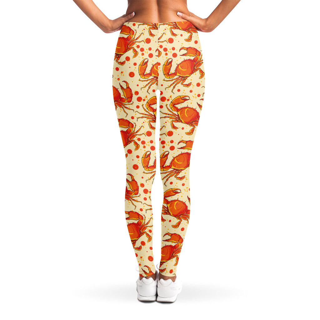 Orange Crab Pattern Print Women's Leggings