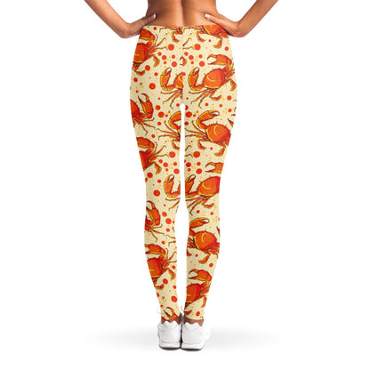 Orange Crab Pattern Print Women's Leggings