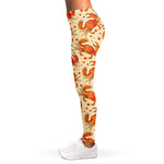 Orange Crab Pattern Print Women's Leggings