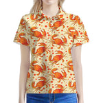 Orange Crab Pattern Print Women's Polo Shirt