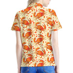 Orange Crab Pattern Print Women's Polo Shirt
