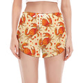 Orange Crab Pattern Print Women's Split Running Shorts