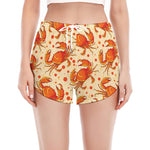 Orange Crab Pattern Print Women's Split Running Shorts