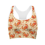 Orange Crab Pattern Print Women's Sports Bra