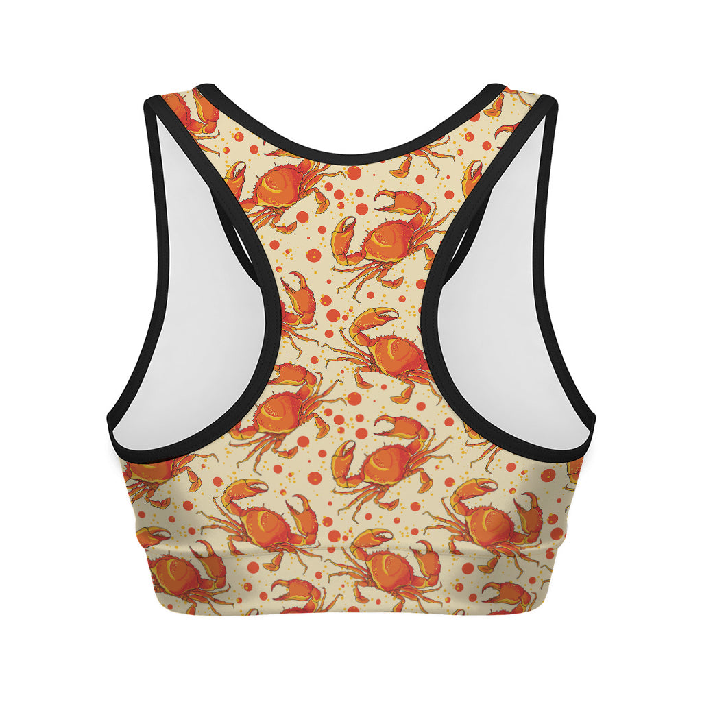 Orange Crab Pattern Print Women's Sports Bra