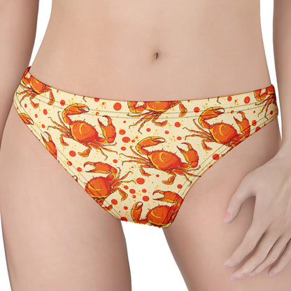 Orange Crab Pattern Print Women's Thong