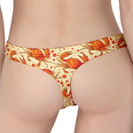 Orange Crab Pattern Print Women's Thong