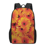 Orange Daisy Flower Print 17 Inch Backpack