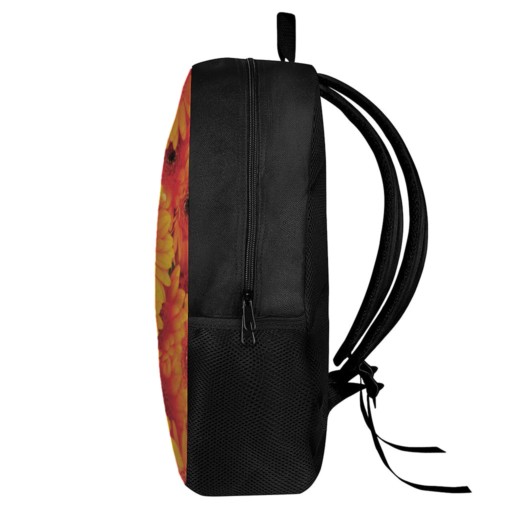 Orange Daisy Flower Print 17 Inch Backpack