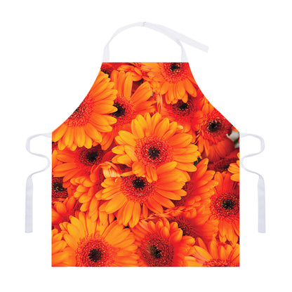 Orange Daisy Flower Print Adjustable Apron