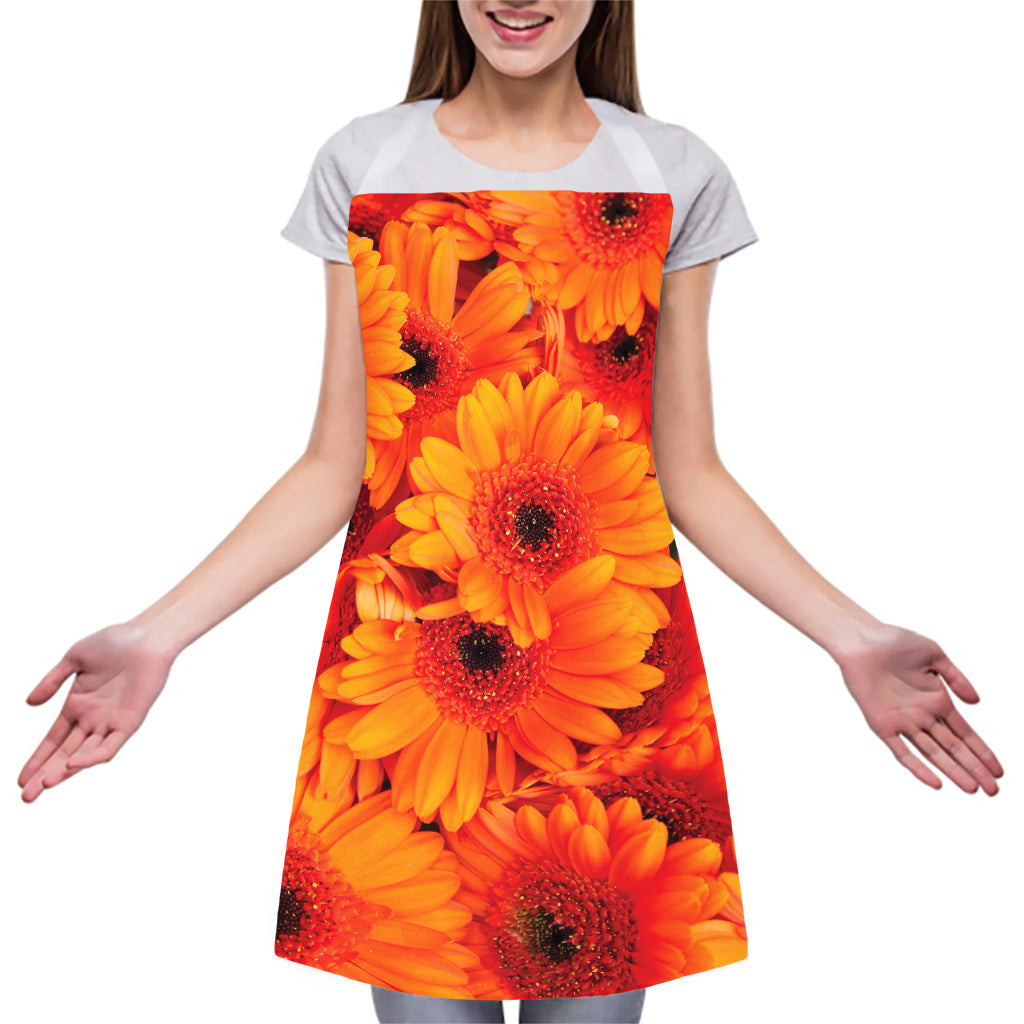 Orange Daisy Flower Print Adjustable Apron