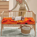 Orange Daisy Flower Print Baby Crib Sheet