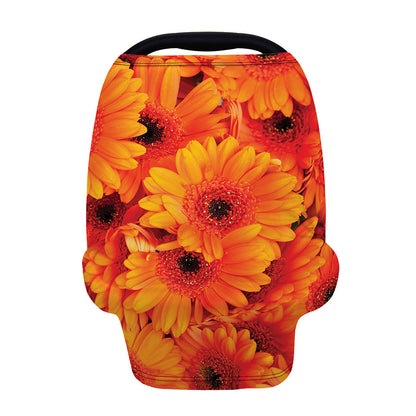 Orange Daisy Flower Print Baby Seat Cover