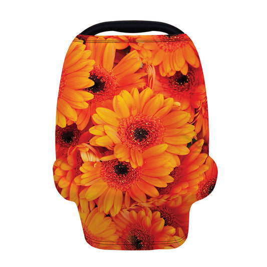 Orange Daisy Flower Print Baby Seat Cover