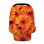 Orange Daisy Flower Print Baby Seat Cover