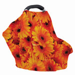 Orange Daisy Flower Print Baby Seat Cover
