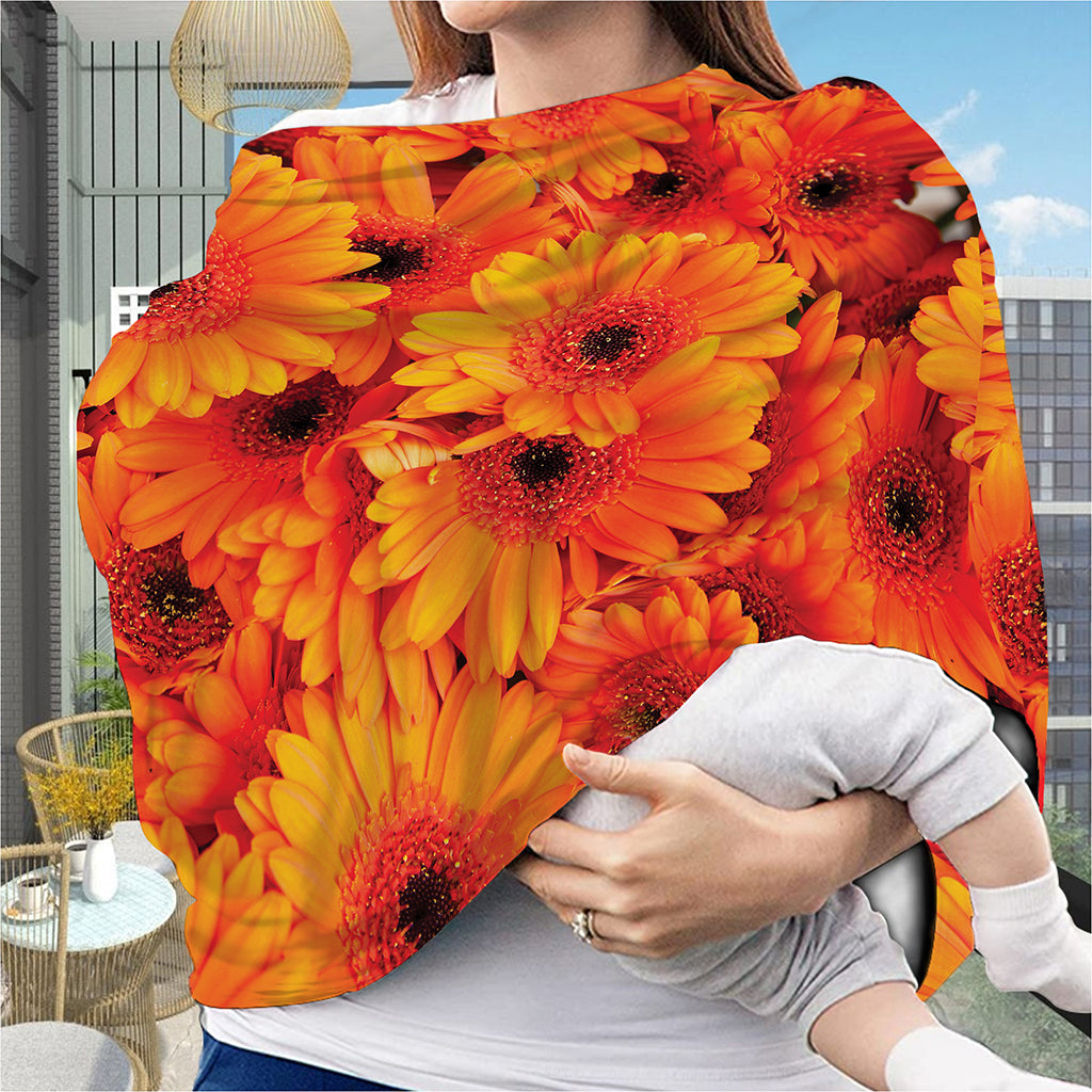 Orange Daisy Flower Print Baby Seat Cover