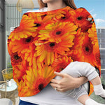 Orange Daisy Flower Print Baby Seat Cover