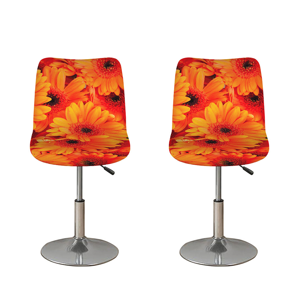 Orange Daisy Flower Print Bar Stool Covers