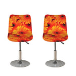 Orange Daisy Flower Print Bar Stool Covers