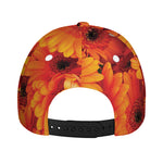 Orange Daisy Flower Print Baseball Cap