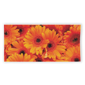 Orange Daisy Flower Print Beach Towel