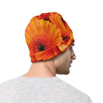 Orange Daisy Flower Print Beanie