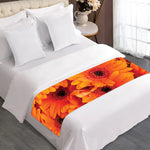 Orange Daisy Flower Print Bed Runner