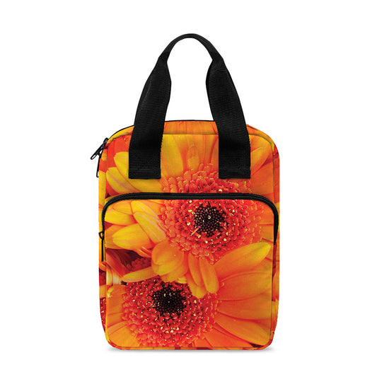 Orange Daisy Flower Print Bible Tote Bag