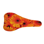 Orange Daisy Flower Print Bicycle Seat Cover