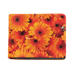 Orange Daisy Flower Print Bifold Wallet