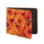 Orange Daisy Flower Print Bifold Wallet