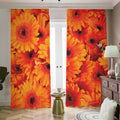 Orange Daisy Flower Print Dimout Pencil Pleat Curtains