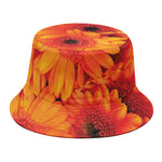 Orange Daisy Flower Print Bucket Hat