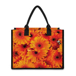 Orange Daisy Flower Print Canvas Tote Bag