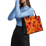 Orange Daisy Flower Print Canvas Tote Bag