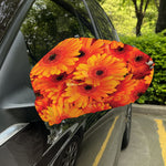Orange Daisy Flower Print Car Side Mirror Covers