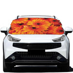 Orange Daisy Flower Print Car Windshield Snow Cover